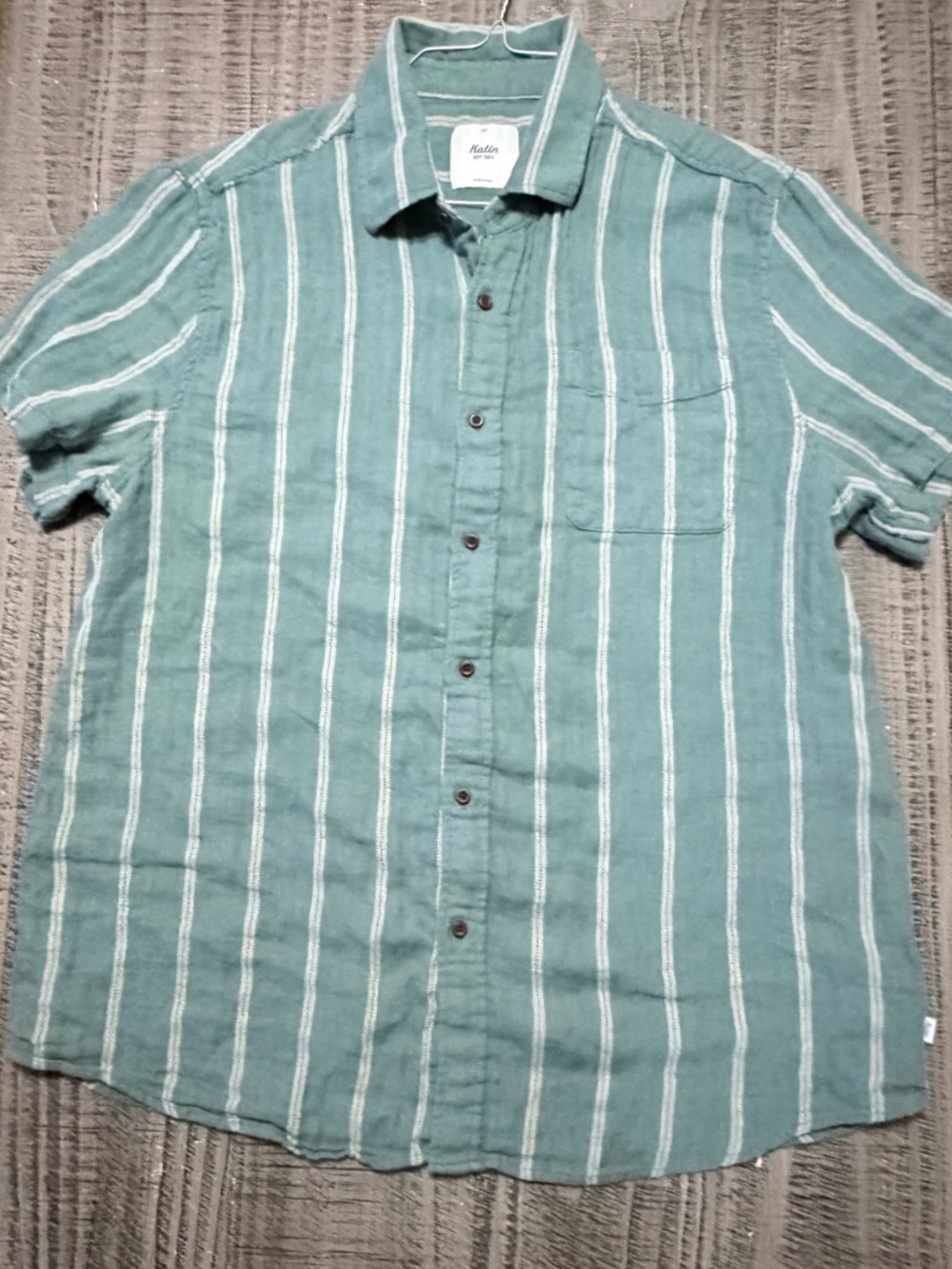 Katin Teal-Stripe Short Sleeve Button Up Shirt